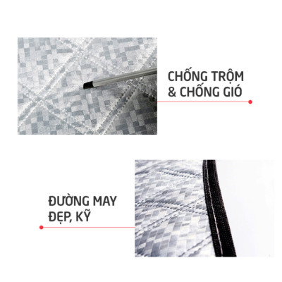 Tấm Bạt Chắn Nắng Kính Lái Xe Ô Tô A551 Có Tai Chụp Gương Chiếu Hậu 2 Bên