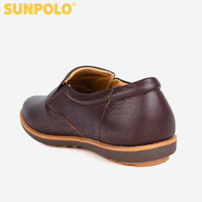 Giày Mọi Nam Da Bò SUNPOLO SUMU01 - Nâu