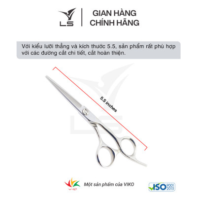 Kéo cắt tóc LS lưỡi thẳng quai offset vênh đỡ ngón cố định CB13/5.5
