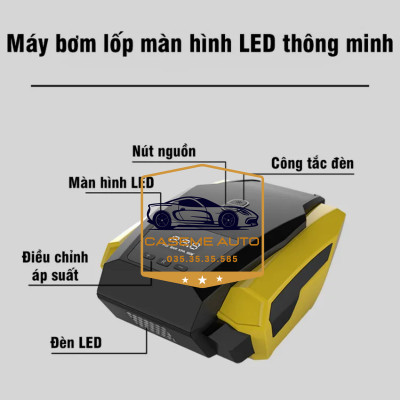 Bơm Lốp ô tô dự phòng Điện Tử Tự Ngắt Có Đèn Pin TANGDi cài đặt thông số tự động ( mã 1011) - Hàng Chính Hãng