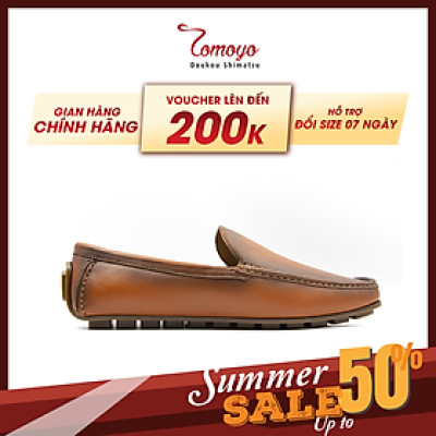 Giày Lười Tomoyo  Da Bò Đế Khắc Rãnh Giảm Chấn - Lót Da Cừu Cao Cấp TMN60103
