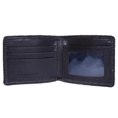 HP2417 - Bóp nam Huy Hoàng da đà điểu đan viền màu nâu đất