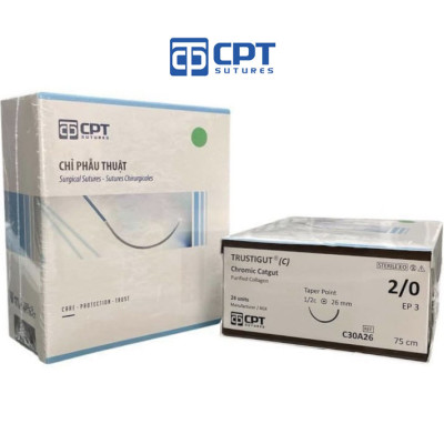 Chỉ phẫu tự tiêu tan chậm CPT Trustigut (C) Chromic Catgut số 2/0 - C30A26