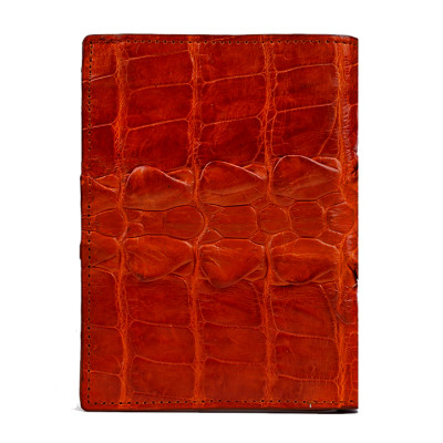 HJ2257 - Bóp nam Huy Hoàng da cá sấu kiểu đứng gai đuôi màu vàng bò