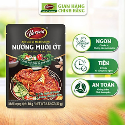 Combo 1 hộp (20 gói) Gia Vị Nướng Muối Ớt Barona 80g ướp ngon chuẩn vị không cần nêm nếm
