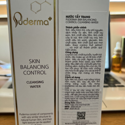  Nước Tẩy Trang PUDERMA SKIN BALANCING CONTROL CLEANSING WATER: làm sạch lớp bụi bẩn, bã nhờn, trang điểm, tế bào da chết bám trên da mặt, đồng thời dưỡng ẩm cho da, giúp làm se khít lỗ chân lông, mang lại làn da mịn màng, trắng sáng.