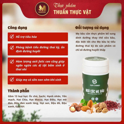 Ngũ Cốc Mẹ Bầu, Ngũ Cốc Lợi Sữa Pregnlife Lovifood 500g - Hỗ Trợ Tiêu Hóa, Phòng Bệnh Tiểu Đường Thai Kỳ, Ổn Định Đường Huyết, Loại Bỏ Chứng Táo Bón, Hàm Lượng Axit Folic Cao, Ngăn Ngừa Dị Tật Bẩm Sinh Thai Nhi, Giúp Mẹ Có Sữa Non Sớm Khi Sinh