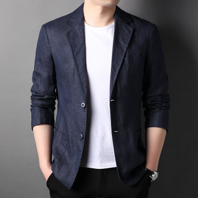 Áo blazer nam trơn basic vải sợi Linen tự nhiên không bai xù, mặc thoải mái thoáng mát