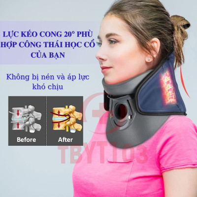 Đai Hơi Cổ - Đai Hơi Kéo Giãn Cố Định Cổ LEAMAI, Nẹp Cố Định Cổ Hỗ Trợ Thoái Hóa Đốt Sống Cổ, Thoát Vị Đĩa Đệm