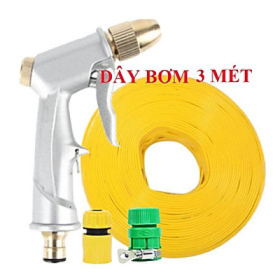 Bộ dây vòi xịt nước rửa xe,tưới cây ,tăng áp 3 lần,loại 3m, 5m 206701đầu đồng,cút,nối nhựa vàng+ móc khoá
