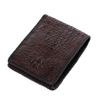 HJ2762-64-66 - Ví nam da cá sấu đan viền nguyên con nhỏ đen, nâu đất, nâu đỏ