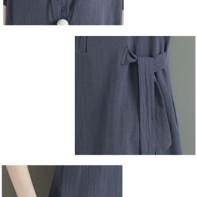 Đầm suông nữ thiết kế cổ đức bổ phối cúc trơn basic cá tính, chất đũi mềm mát cao cấp HB61