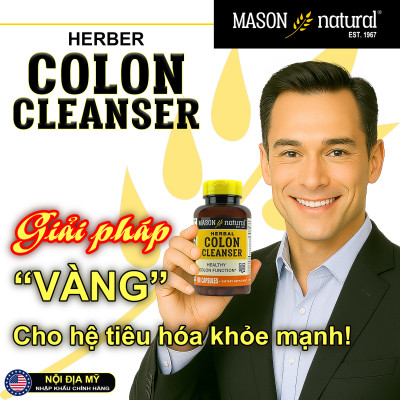 Colon Cleanser Mason Natural Hộp 100 viên làm sạch đại tràng giảm đầy hơi tiêu hóa khỏe ngừa táo bón