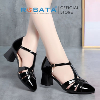 Giày cao gót nữ quai sau ROSATA RO630 - 5p - Đen, Kem - HÀNG VIỆT NAM - BKSTORE