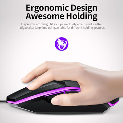 Chuột chơi game có dây T-WOLF G510 6 nút 4 đèn nền màu 800-3200 DPI có thể điều chỉnh cho văn phòng và máy tính xách tay / PC