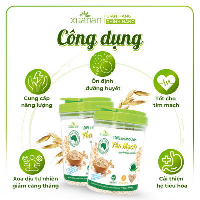 Combo 11 Hộp Yến Mạch Nguyên Chất Ăn Liền Xuân An [ko đường] Hộp 400G(Tặng Kèm 11 Túi Yến Mạch 150G)