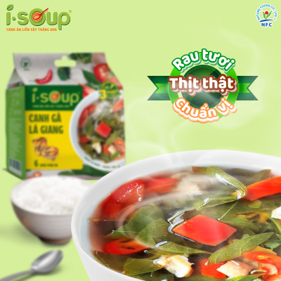 Canh Gà Lá Giang Ăn Liền ISOUP 72g 06 Viên - Viên Canh Ăn Liền Sấy Thăng Hoa