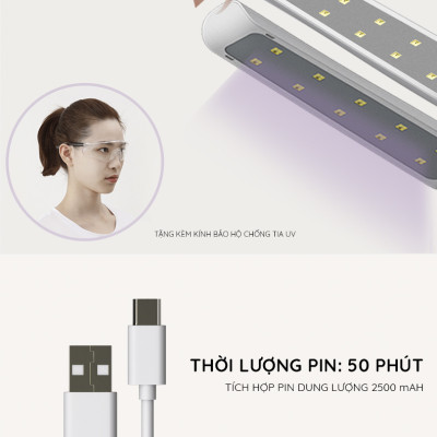 Máy tiệt trùng khử trùng bằng tia UV dạng gậy đa năng có thể gập lại gọn gàng để mang theo khi đi du lịch