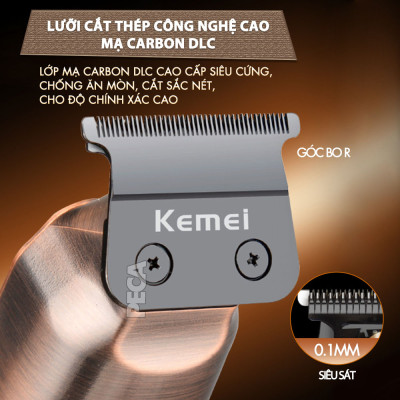 Tông đơ chấn viền Kemei KM-1576 lưỡi cắt mạ carbon cao cấp công suất 5W, điều chỉnh 3 mức tốc độ - Chính hãng