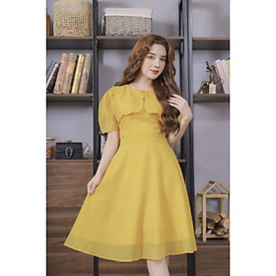 Váy Tơ Óng Màu Vàng 23V011 Cao Cấp Pi Style