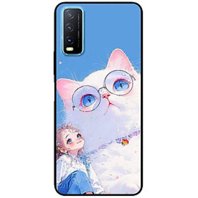 Ốp lưng cho Vivo Y12s - Y20 - Y20s - Y21 - Y21s - Y33 - Y33T - Cô Gái Và Mèo Kính - Hàng Chính Hãng