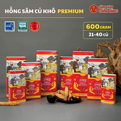 Hồng sâm củ khô dòng Premium 600gram (21-40 củ)