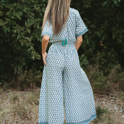 Jumpsuit Cổ V Kết Kim Loại Cotton Isla Bonita