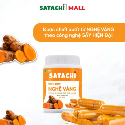 Viên Bột Nghệ Nguyên Chất SATACHI – 100% Nghệ – Dạng Viên Tiện Lợi – Hộp 180 viên