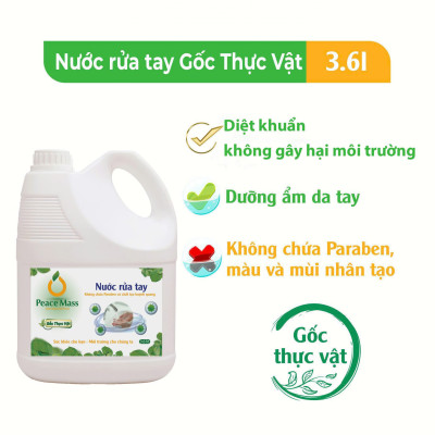 Combo Sản Phẩm  Gốc Thực Vật TLB2 Peace Mass - Nước Cọ Toilet + Nước Lau Kính 3.6l+ Nước Rửa Tay 3.6l