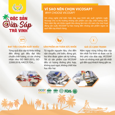 COMBO 3 Kẹo dừa sáp VICOSAP kẹo mềm dẻo ít đường đặc sản Trà Vinh