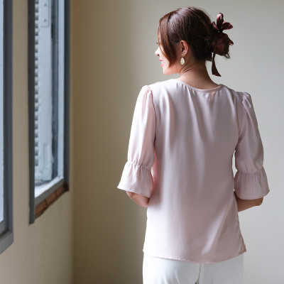 Áo Xếp Ly Áo Kiểu Thời trang thiết kế Hity TOP143 (Hồng Anh Đào)