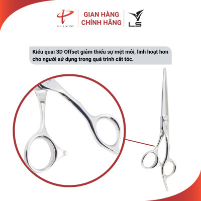 Kéo cắt tóc VLS CB23/6.0 lưỡi thẳng quai offset vênh đỡ ngón cố định - Hàng chính hãng