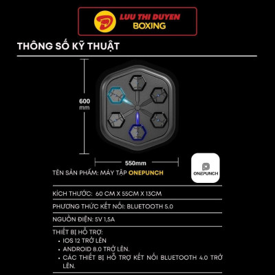 Máy tập boxing theo nhạc - Boxing music machine - One Punch Boxing Musical- Lừu Thị Duyên Boxing - Đại lý chính hãng Tại