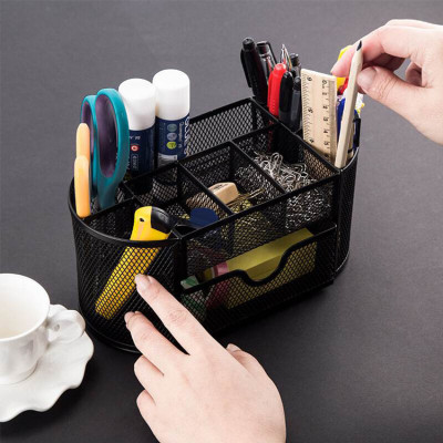 Hộp đựng bút để bàn Văn Phòng Phẩm NASI NS12 nhiều ngăn bằng thép sơn tĩnh điện cứng chắc khay đựng kệ để bút học sinh 