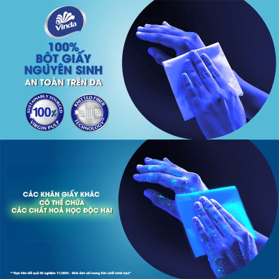 [MUA 1 THÙNG KHĂN RÚT SIZE L TẶNG 1 LỐC L + 1 LỐC S + ẤM TRÀ] Khăn giấy rút cao cấp Vinda Deluxe 3 lớp 110 tờ size L (4 Gói)