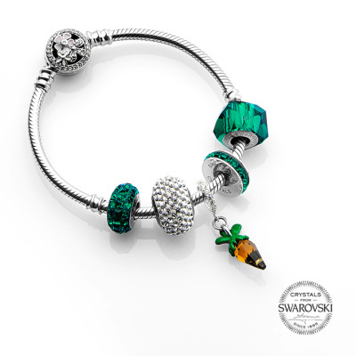 BeCharm Pha Lê Swarovski Đá Xoắn Ốc Màu Xanh Lá S14mm