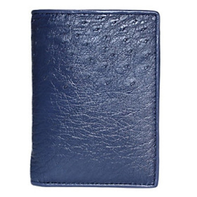 HP2431 - Bóp nam Huy Hoàng da đà điểu da bụng kiểu đứng màu xanh đậm