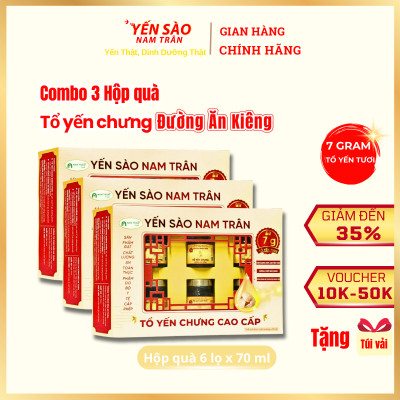 [Combo 3 hộp] Yến chưng Đường phèn 7 gram Tổ Yến Tươi - Yến Sào Nam Trân. Hộp (6 lọ x 70 ml)