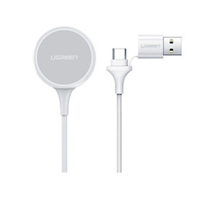 Ugreen 60969 1M 5V 1A Sạc đồn hồ iwatch điện vào cổng type C và usb có Chip MFI Màu Trắng CD177 Hàng chính Hãng