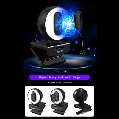 Webcam video ASHU 2M Pixel 1920x1080P Chức năng tự động lấy nét, Nhiệt độ Chụp ảnh tự sướng có thể điều chỉnh độ sáng vô cấp