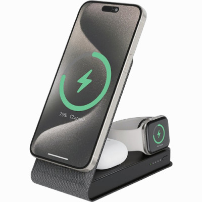 Đế sạc không dây Magnectic Wireless Philips Power Bank 3 in 1 Foldable DLP6759CB/70 - Hàng chính hãng