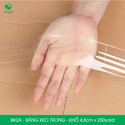 BK2A - 3 cuộn băng keo trong khổ 4.8cm x 200yard - Băng dính đóng hàng, băng keo khổ lớn