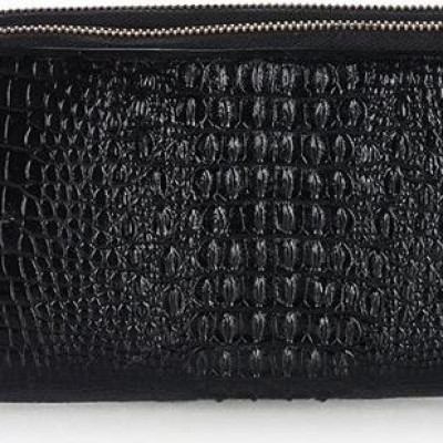 Ví nữ da cá sấu Huy Hoàng nhiều ngăn đầu cá sấu màu đen HT3725