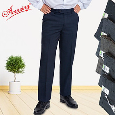 Quần tây Amazing, form công sở truyền thống, ống đứng, không ly, màu xám chuột có vân chìm