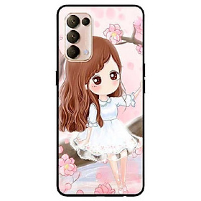 Ốp lưng dành cho Oppo Reno 5 mẫu Nàng Chibi Nền Hồng