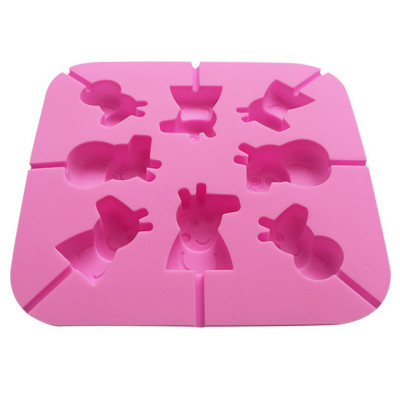 Khuôn silicon làm rau câu, socola, kẹo mút 8 heo con Cute Peppa – Mã số 1056