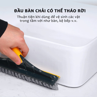 Combo Dọn Nhà 3 Món : Chổi Chà Cọ Nhà Vệ Sinh + Chổi Quét Trần Nhà + Bàn Chải Khe Hẹp - Hãng dododios