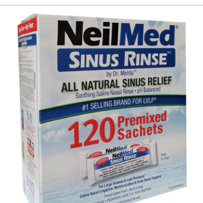 Combo Adult: Bộ Rửa, Chăm Sóc Vệ Sinh Mũi Xoang Người Lớn NeilMed Sinus Rinse - SX Mỹ(Bình + 60 gói muối và 1 Hộp 120 gói muối rửa bổ sung)