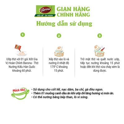 Combo 1 hộp (20 gói) Gia Vị Thịt Nướng Hàn Quốc Barona 80g ướp ngon chuẩn vị không cần nêm nếm