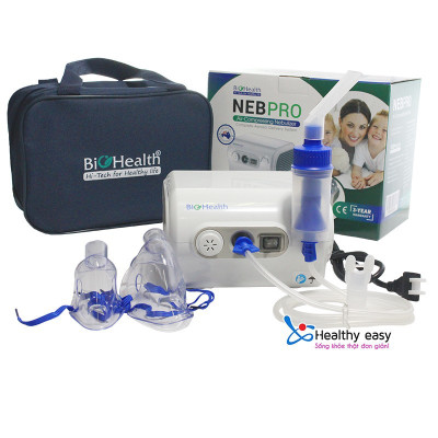 Trọn bộ máy xông mũi họng cao cấp Biohealth NEB PRO dùng cho người lớn và trẻ em, điều chỉnh được tốc độ phun